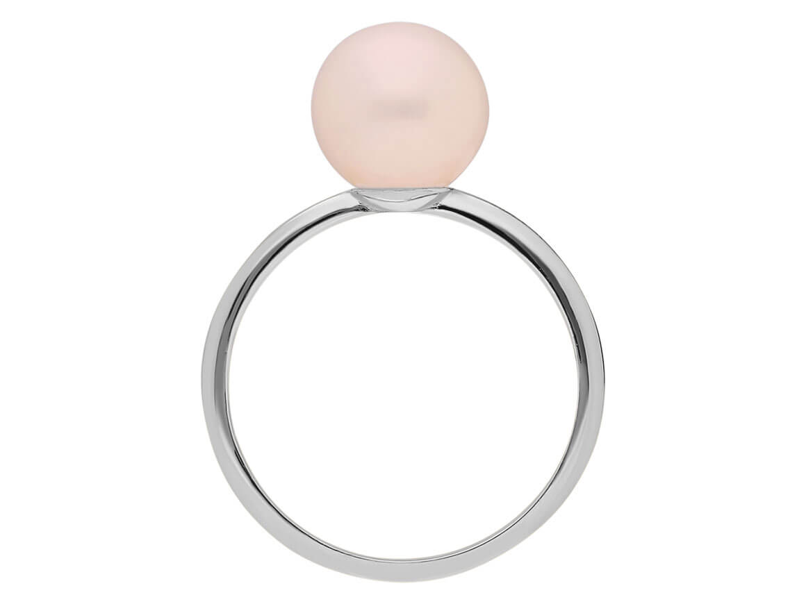 Bague moderne avec perle rose en Or Blanc 14 carats | Élégants bijoux en perles – Bijoux haut de gamme de Rosy Lab Diamonds