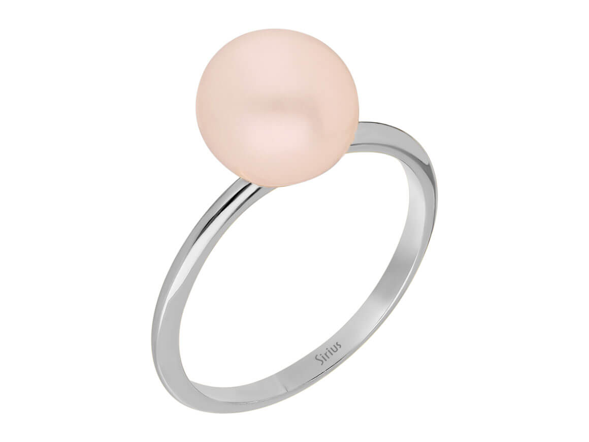 Bague moderne avec perle rose en Or Blanc 14 carats | Élégants bijoux en perles – Bijoux haut de gamme de Rosy Lab Diamonds