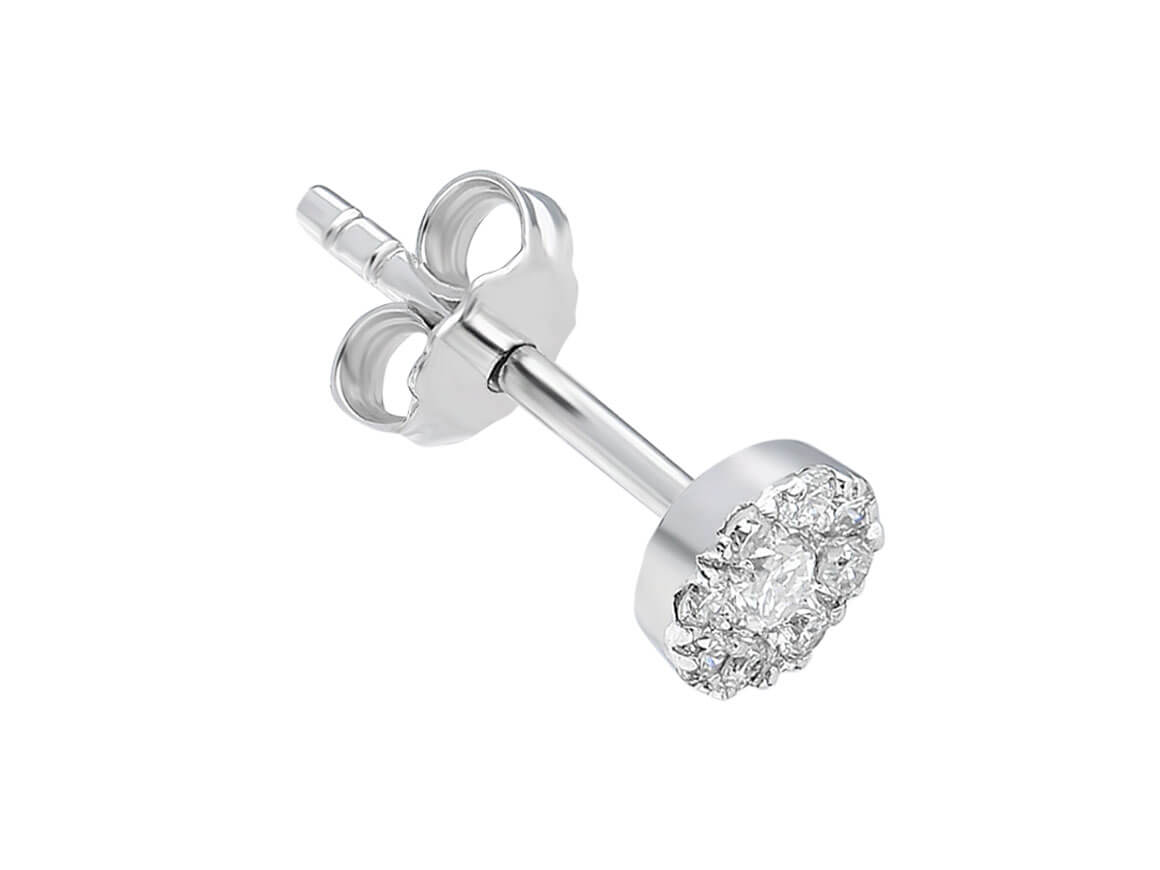 Boucles d'oreilles masculines avec 9 diamants de laboratoire en or blanc 333