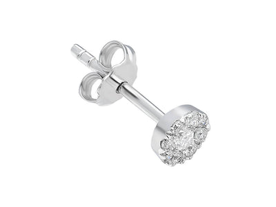 Boucles d'oreilles masculines avec 9 diamants de laboratoire en or blanc 333