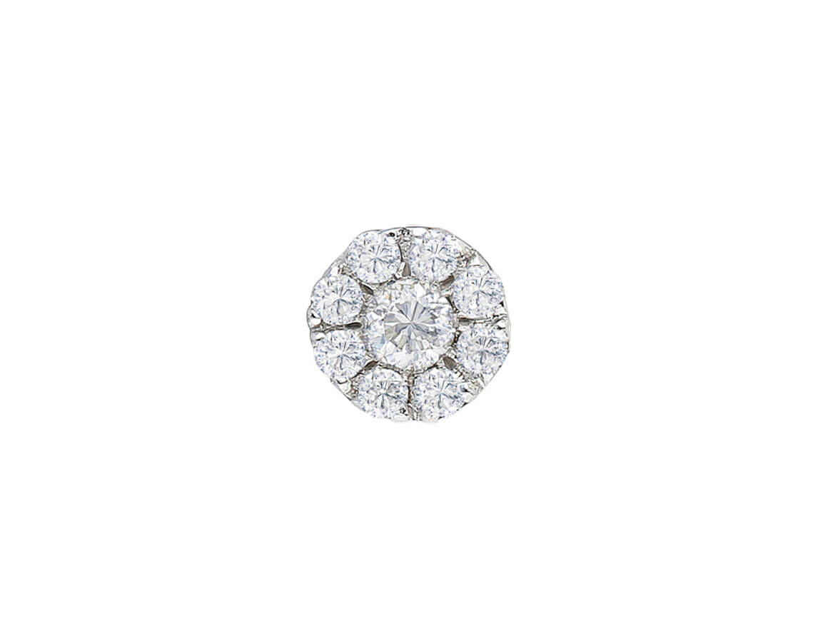 Boucles d'oreilles masculines avec 9 diamants de laboratoire en or blanc 333
