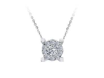 Shiny necklace with central and 10 round lab diamonds – 0.15 ct in 8K gold