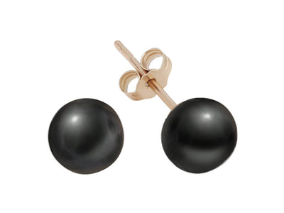 Clous d'oreilles avec perles noires en or rose 585