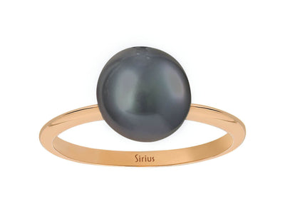 Moderner Ring mit Schwarzer Runde Perle in 14 Karat Roségold
