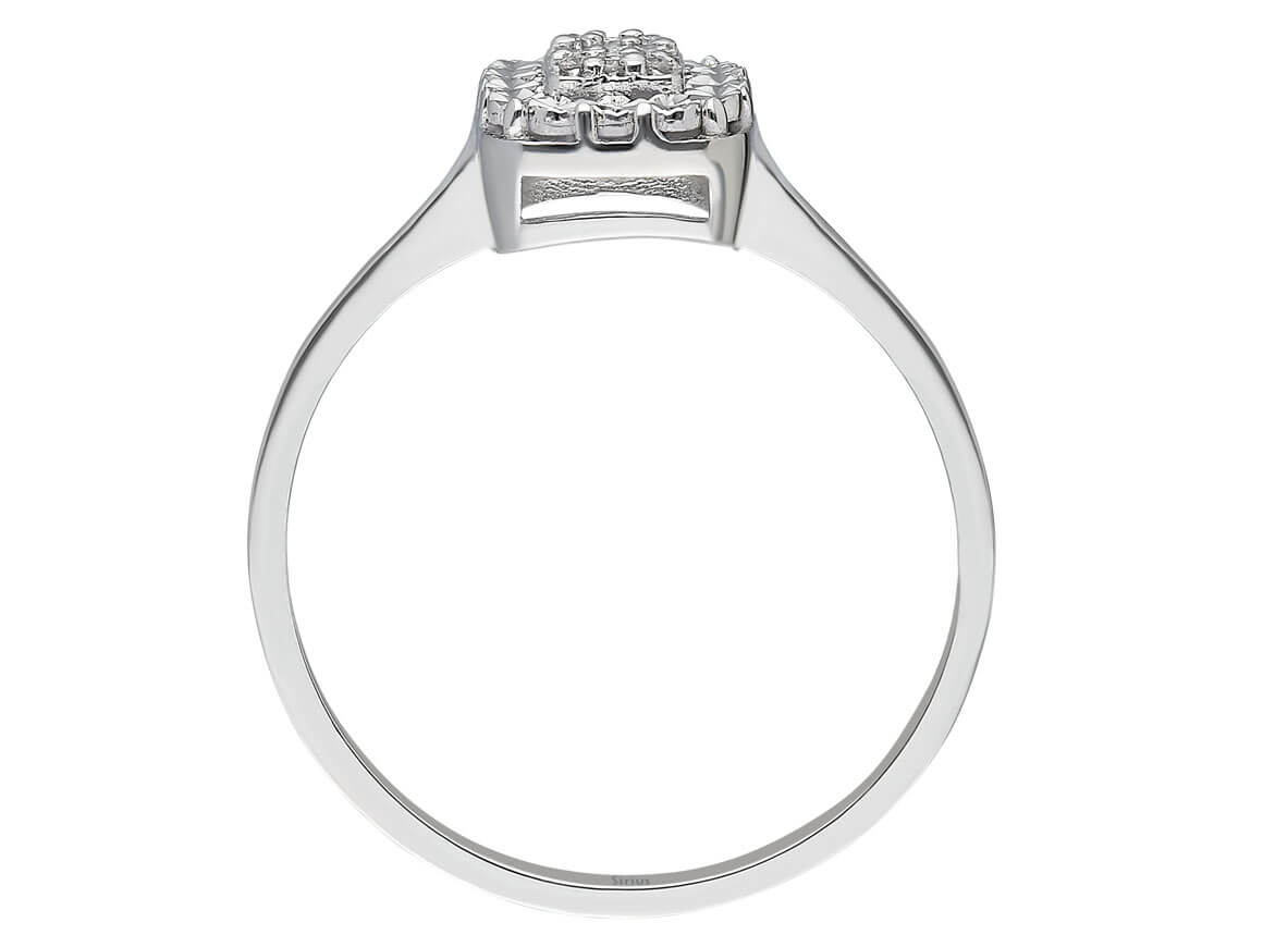 Weißgoldring mit Baguette- und Runddiamanten