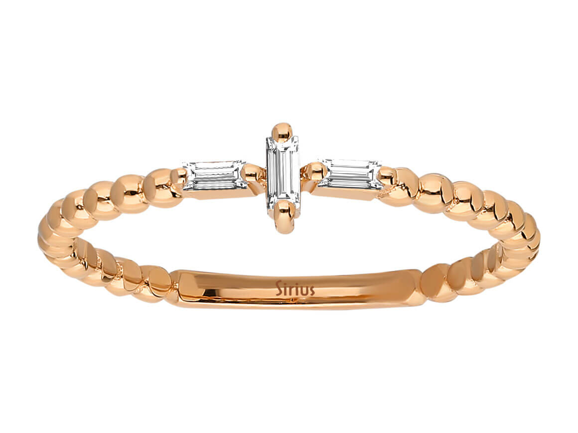 14K Rose Altın ile zarif Baguette kesim Pırlanta Yüzük | Nodella Design - Rosy Lab Diamonds’ın yüksek kaliteli Mücevherleri