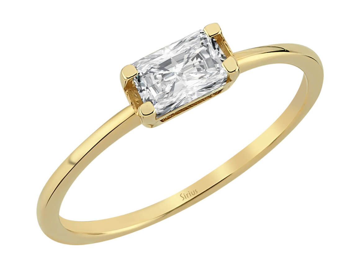 Solitaire Ring with a 1.02 ct octagon white topaz in 14K Yellow Gold – Minimalist elegance – high-quality Jewelry by Rosy Lab Diamonds