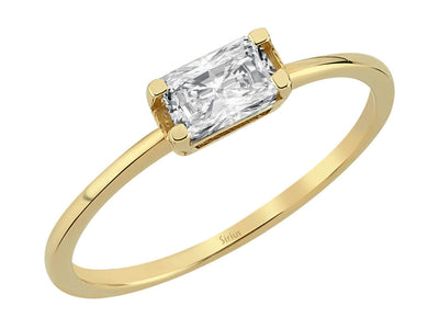 Eleganter Solitärring mit 1,02 ct Oktagon-Weißtopas in Gelbgold