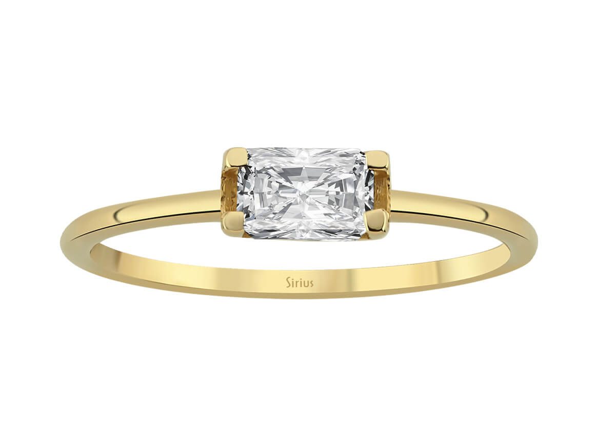 Solitaire Ring with a 1.02 ct octagon white topaz in 14K Yellow Gold – Minimalist elegance – high-quality Jewelry by Rosy Lab Diamonds