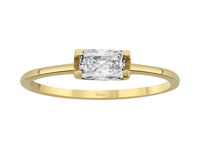 Eleganter Solitärring mit 1,02 ct Oktagon-Weißtopas in Gelbgold