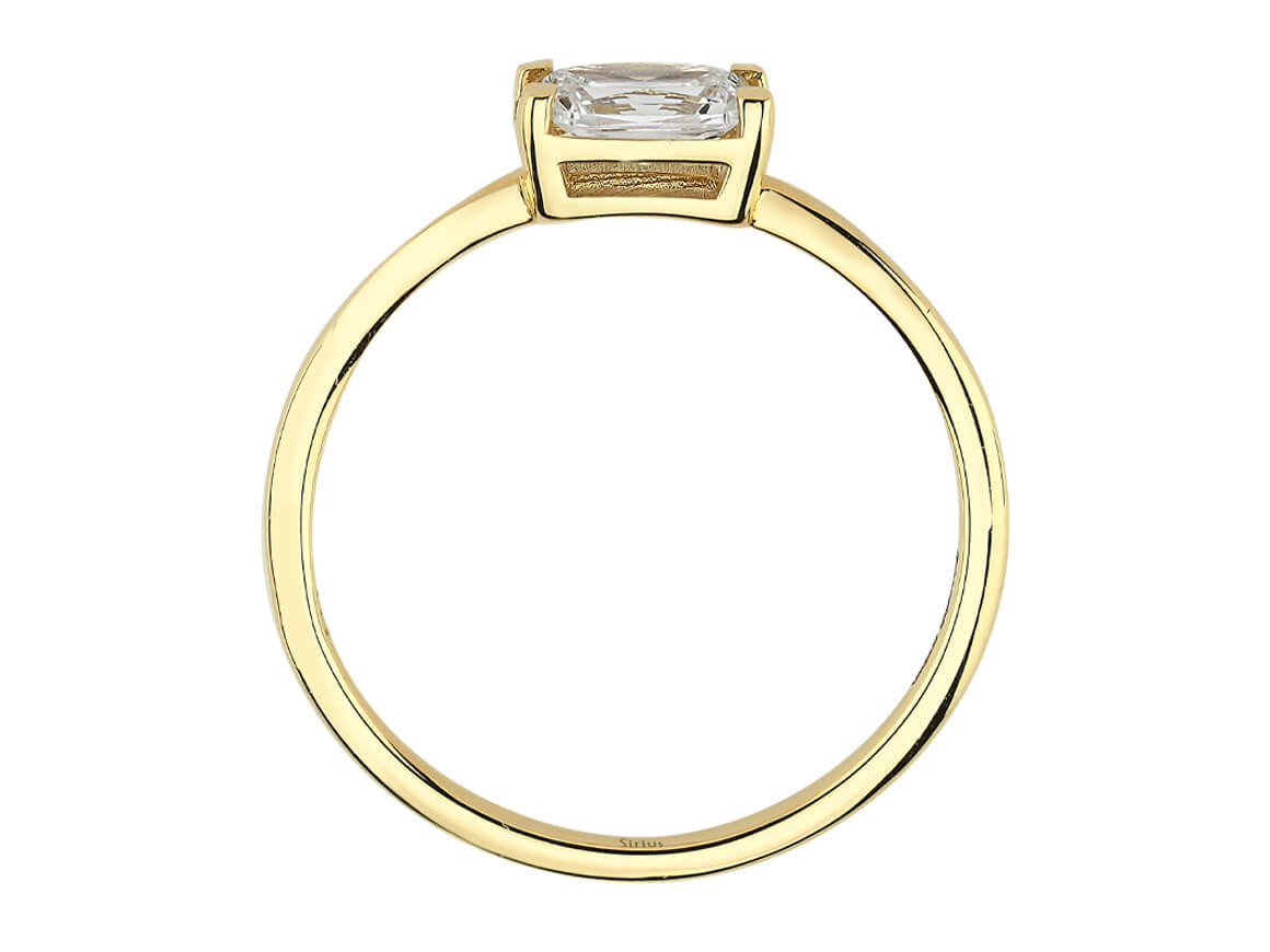 Eleganter Solitärring mit 1,02 ct Oktagon-Weißtopas in Gelbgold