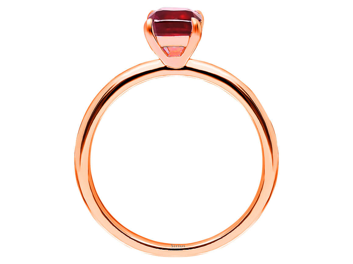 Rose Altın yüzük, sekizgen kesim granat taşlı - 14K - Kırmızı Renkli Taş - Rosy Lab Diamonds’tan yüksek kaliteli Mücevher