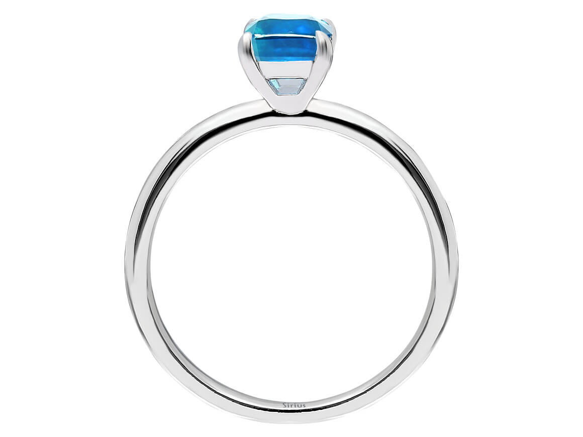Weißgold-Ring mit London Blue Topas im Oktagonschliff