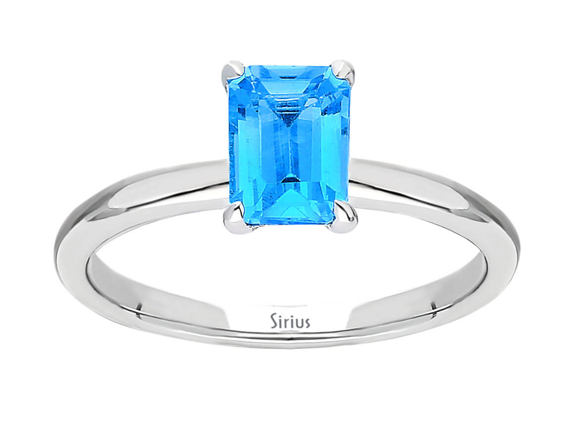 White Gold ring with Sky Blue Topaz in an octagon cut - 14K - high-quality Jewelry from Rosy Lab Diamonds