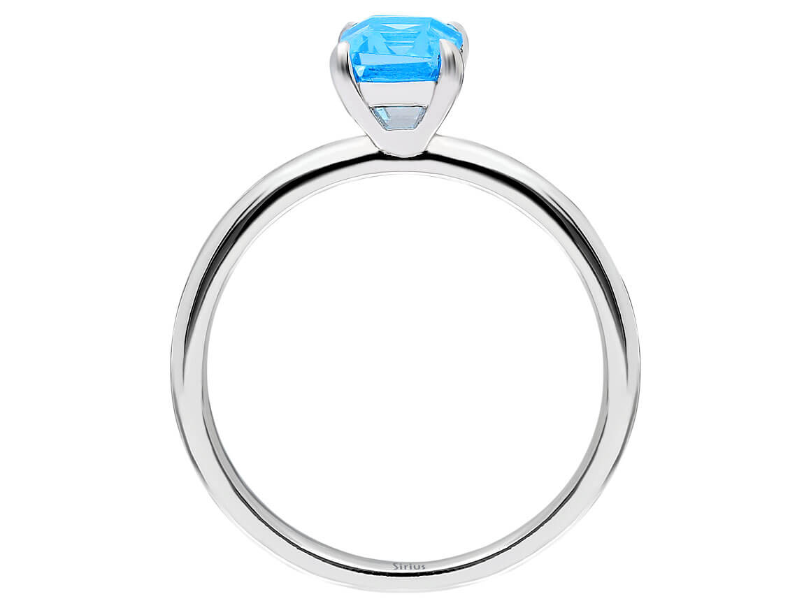 White Gold ring with Sky Blue Topaz in an octagon cut - 14K - high-quality Jewelry from Rosy Lab Diamonds