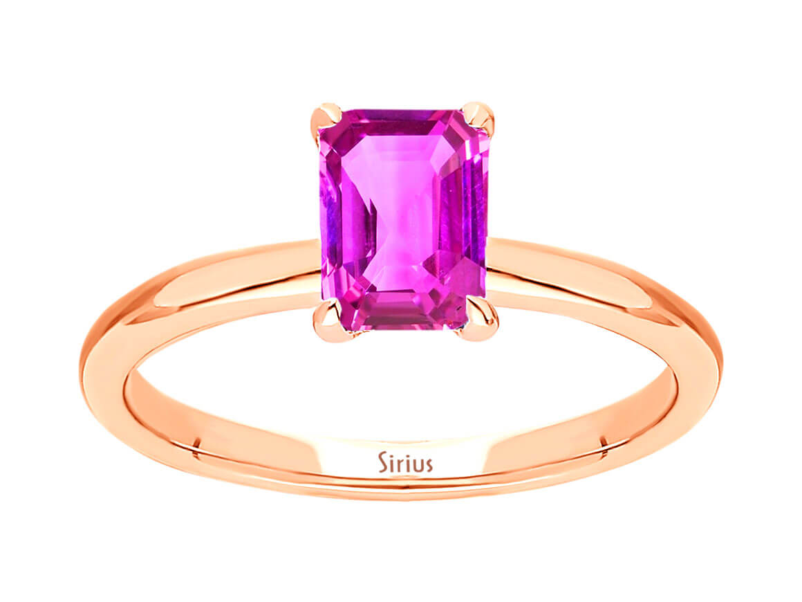 Roségold-Ring mit pinkem Saphir im Oktagonschliff – 14K – hochwertiger Schmuck von Rosy Lab Diamonds