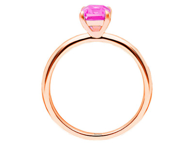 Roségold-Ring mit pinkem Saphir im Oktagonschliff