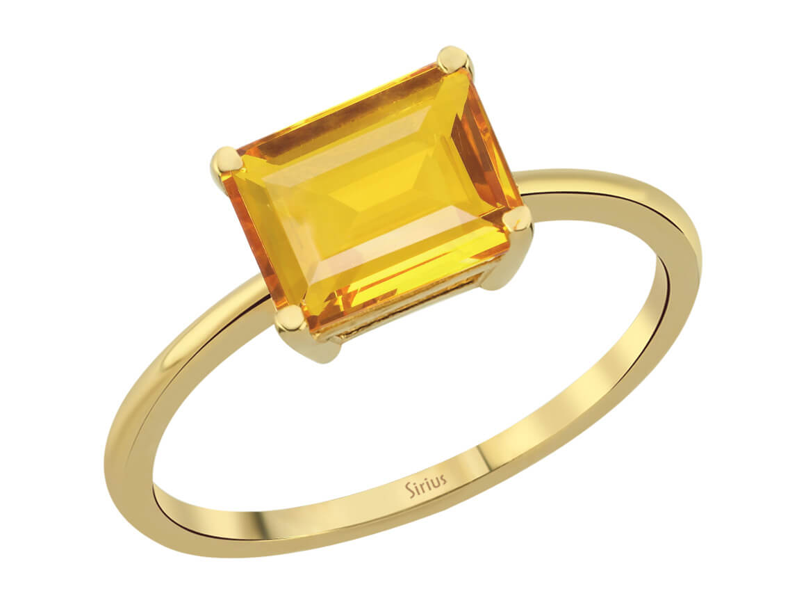 Gelbgold-Solitärring mit 1,53 ct Oktagon-Citrin - Strahlende Eleganz - hochwertiger Schmuck von Rosy Lab Diamonds
