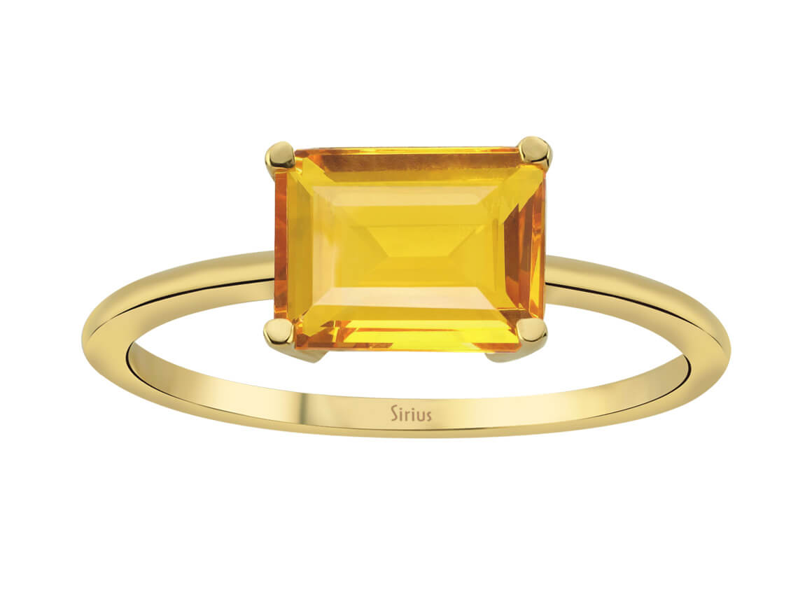 Gelbgold-Solitärring mit 1,53 ct Oktagon-Citrin - Strahlende Eleganz - hochwertiger Schmuck von Rosy Lab Diamonds