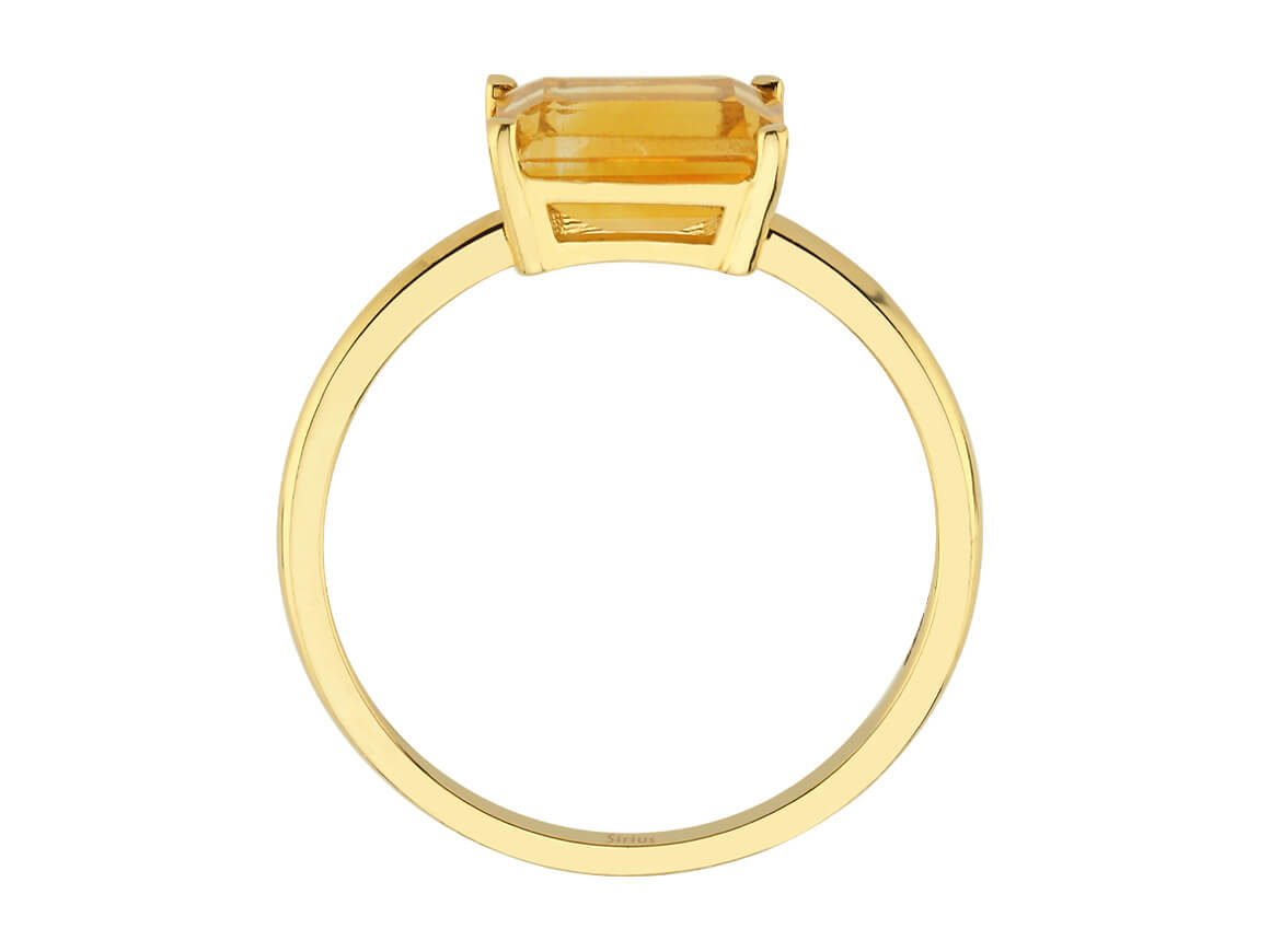 Solitärring mit 1,53 ct Oktagon-Schliff Citrin in Gelbgold
