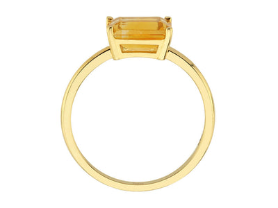 Solitärring mit 1,53 ct Oktagon-Schliff Citrin in Gelbgold