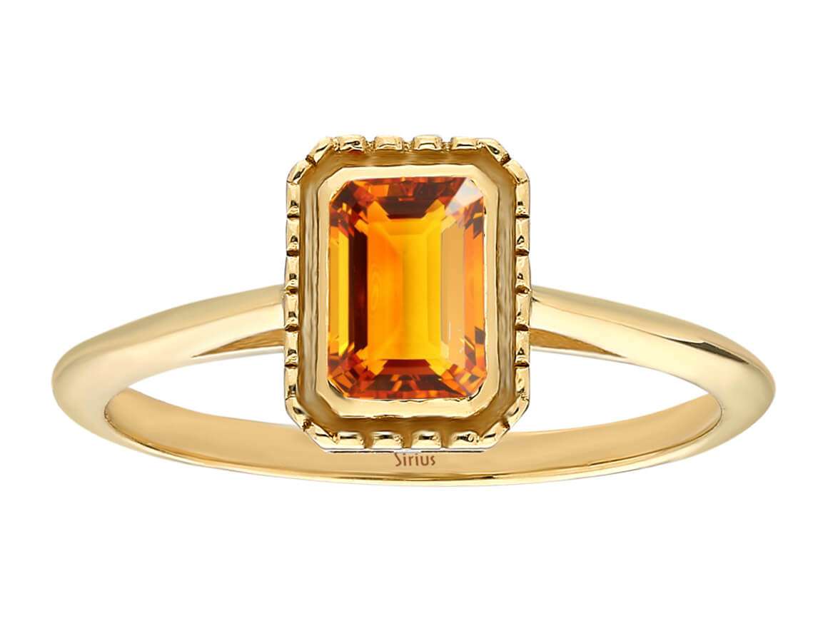 Sitrinring mit Oktagonschliff – 0,63 ct – 14K Gelbgold
