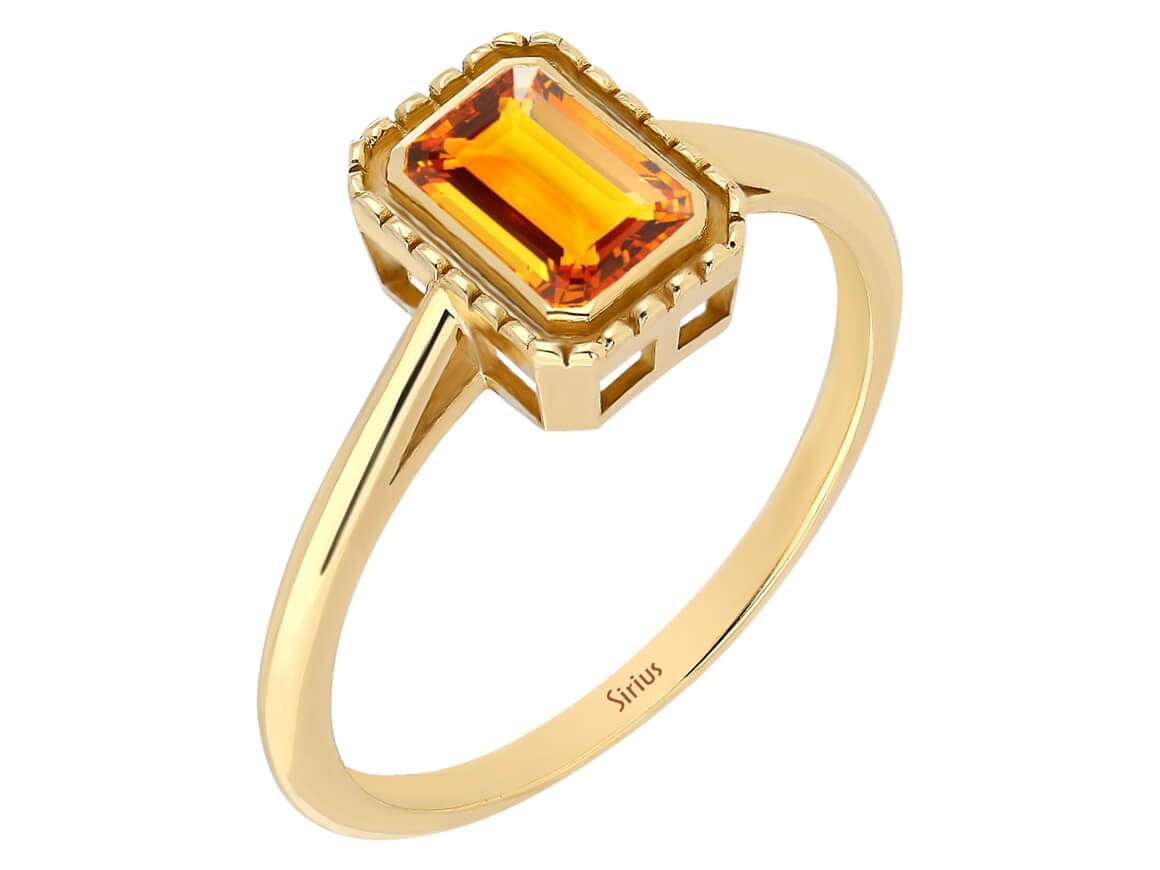 Sitrinring mit Oktagonschliff – 0,63 ct – 14K Gelbgold