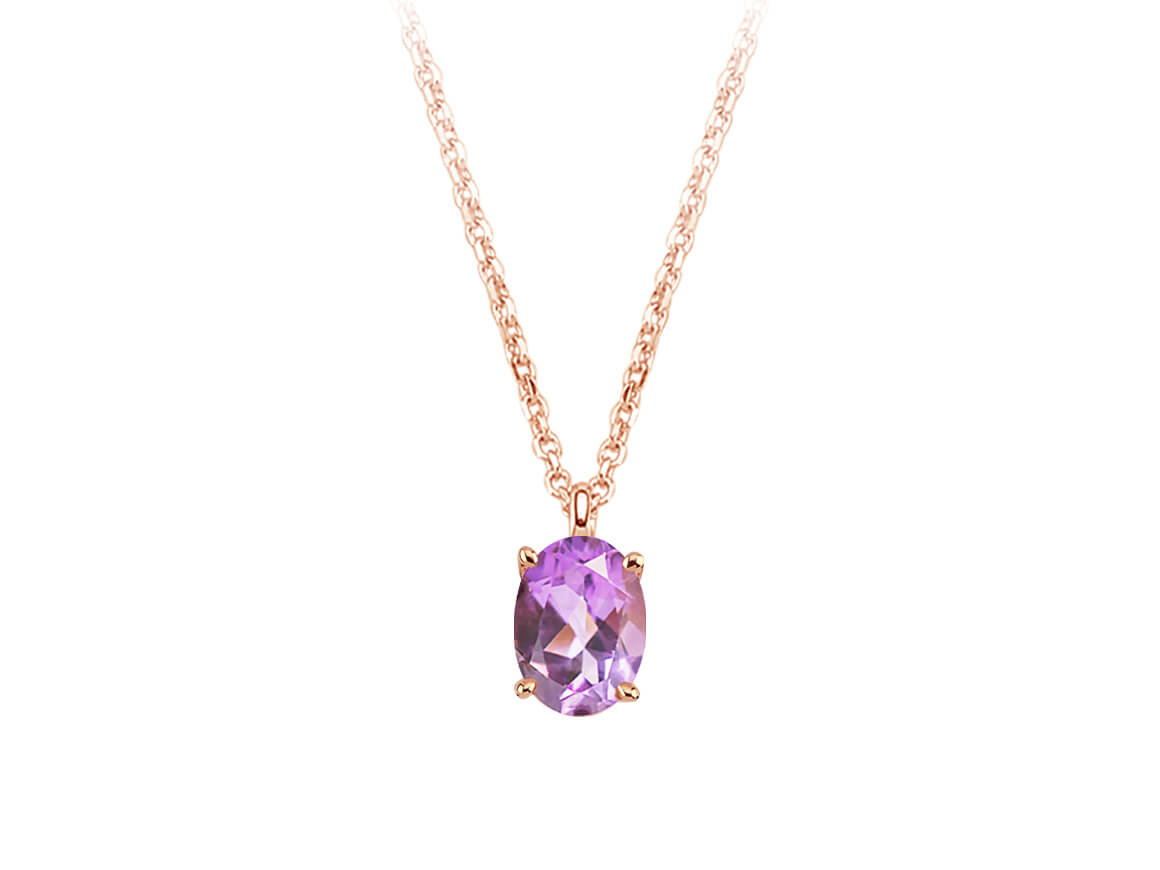 8K Rose Altın oval Ametistli Kolye | 02P0017 - Rosy Lab Diamonds'ın yüksek kaliteli Mücevherleri