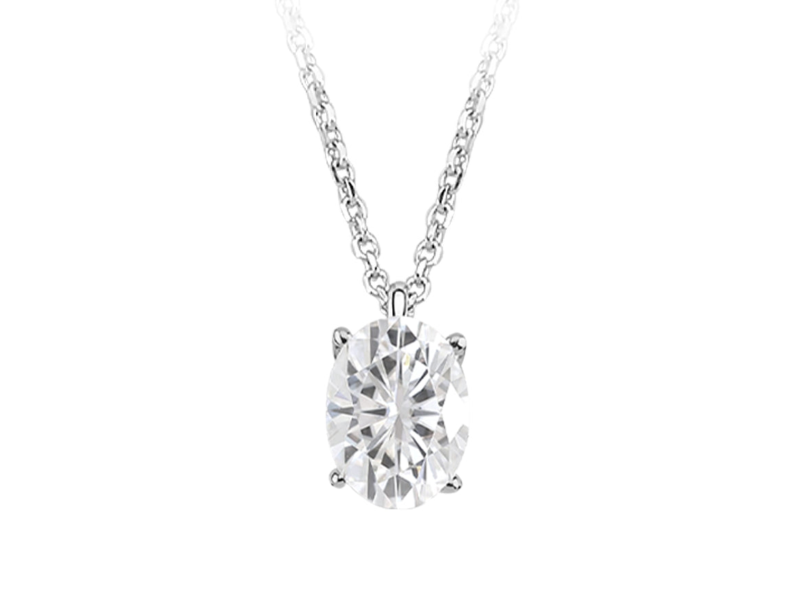8K Rose Altın oval beyaz topazlı Kolye | 02P0016 - Rosy Lab Diamonds’tan yüksek kaliteli Mücevher