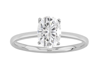 Simple solitaire ring with 1.60 ct oval white topaz in white gold