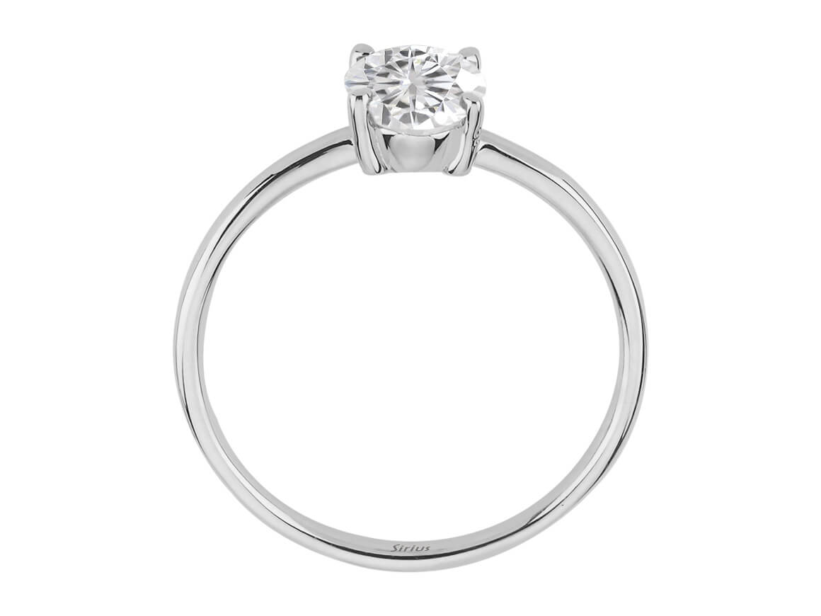 Simple solitaire ring with 1.60 ct oval white topaz in white gold