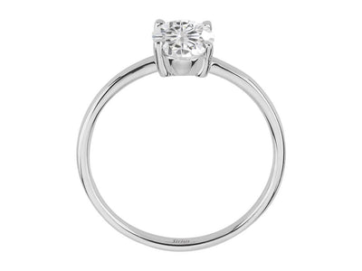 Simple solitaire ring with 1.60 ct oval white topaz in white gold