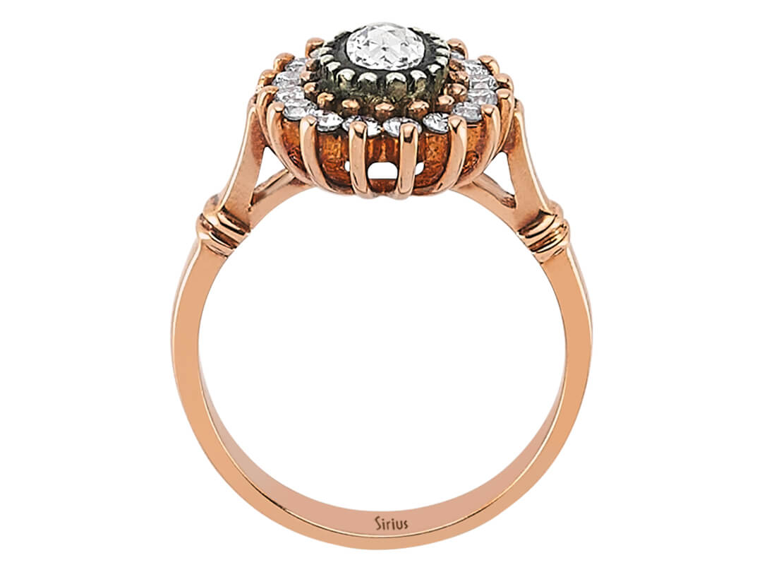 Roségold-Ring mit ovalem Elmas & 16 Diamanten - Eleganter Damenring 80R0021 - hochwertiger Schmuck von Rosy Lab Diamonds