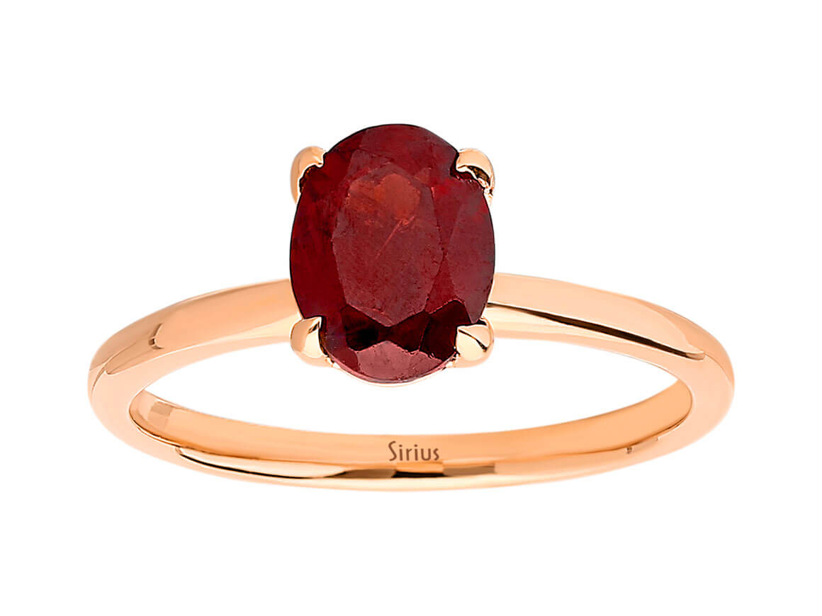Solitaire Ring with a 1.23 ct Oval Garnet in 14K Rose Gold - Bold & Elegant - High-Quality Jewelry by Rosy Lab Diamonds