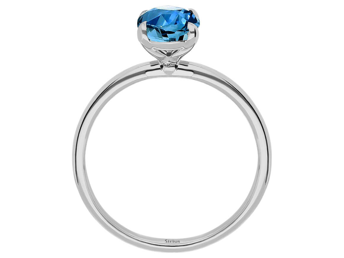 London Blue Topas Solitärring - Oval 1,50 ct in 14K Weißgold - hochwertiger Schmuck von Rosy Lab Diamonds