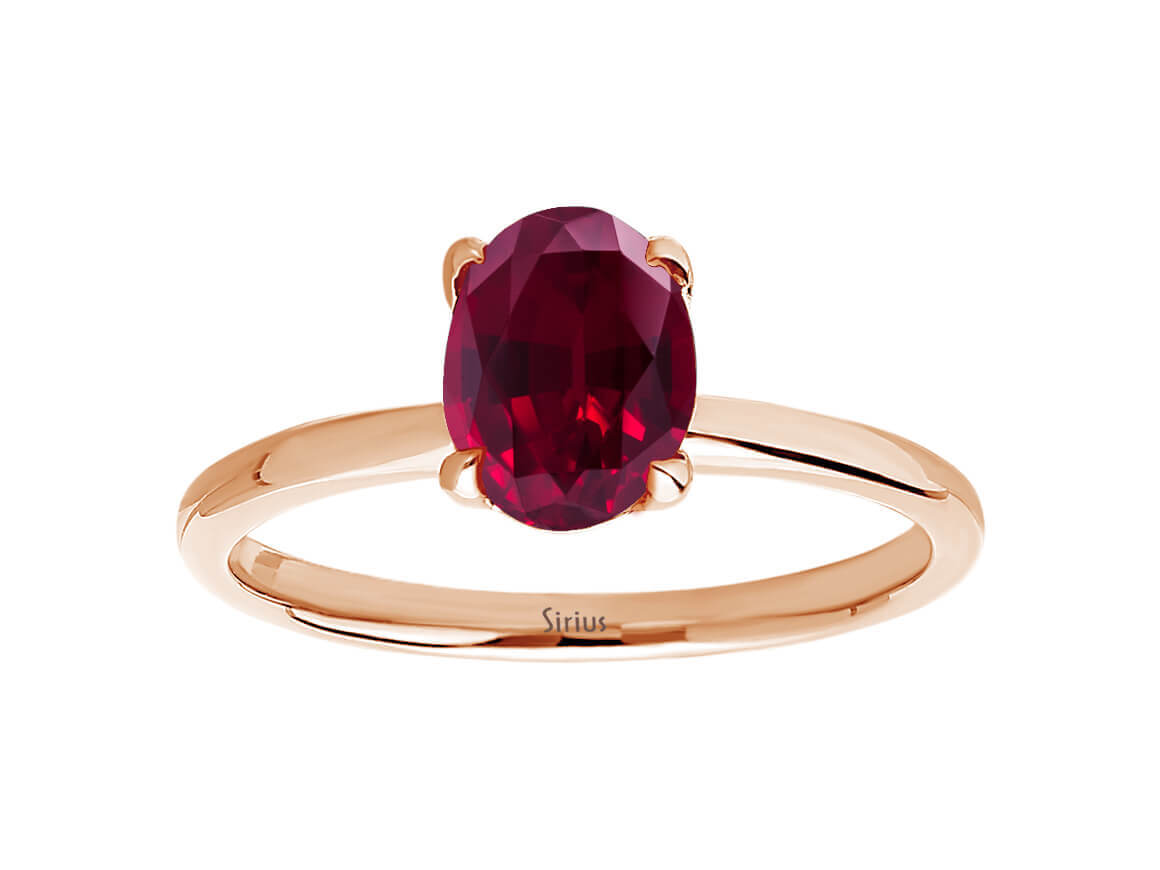 Turmalin Tektaş Yüzük - Oval 1,10 ct 14K Rose Altın - Rosy Lab Diamonds'tan yüksek kaliteli Mücevher
