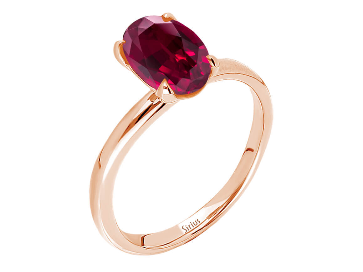 Turmalin Tektaş Yüzük - Oval 1,10 ct 14K Rose Altın - Rosy Lab Diamonds'tan yüksek kaliteli Mücevher