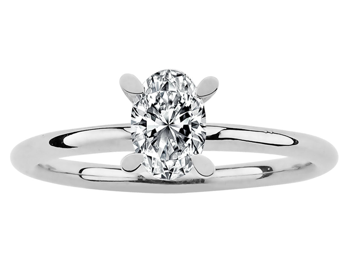 14K white gold ring with 1 oval diamond (0.50 carat)
