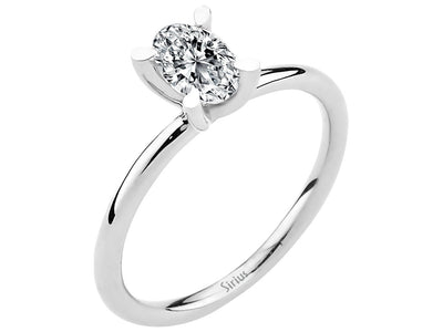 14K white gold ring with 1 oval diamond (0.50 carat)