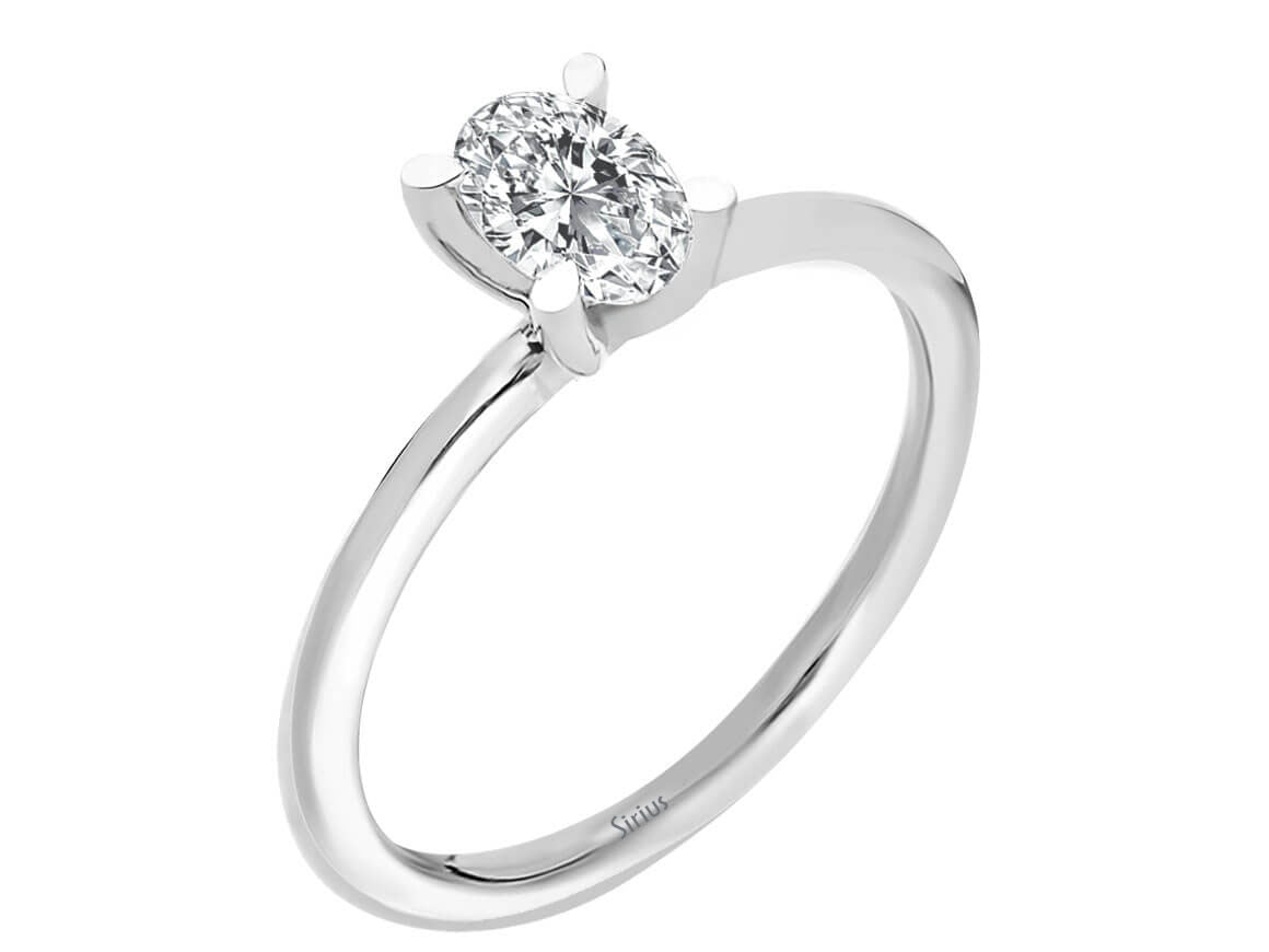 Elegant solitaire ring with 0.35 ct oval cut lab diamond – 14K white gold