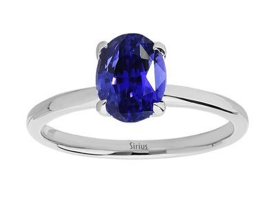 Oval sapphire solitaire ring in 14K white gold – 1.30 ct