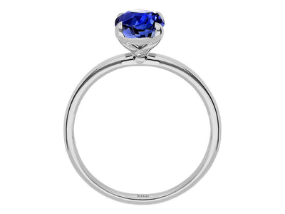 Oval sapphire solitaire ring in 14K white gold – 1.30 ct