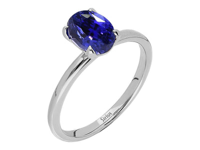 Oval sapphire solitaire ring in 14K white gold – 1.30 ct