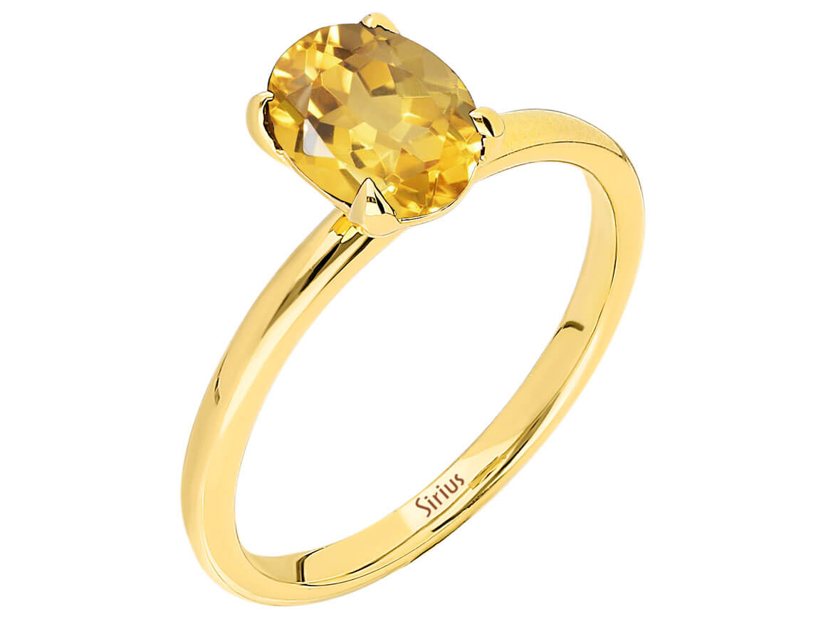 Bague solitaire en citrine – ovale, 1,08 ct, en Or Jaune 14 K – Bijoux haut de gamme de Rosy Lab Diamonds