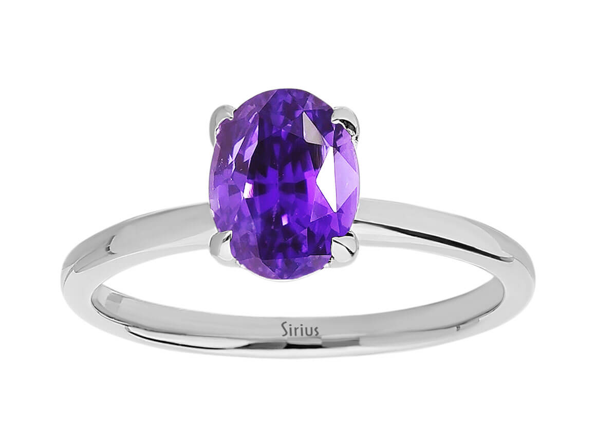 Oval tanzanite solitaire ring in 14K white gold – 1.20 ct