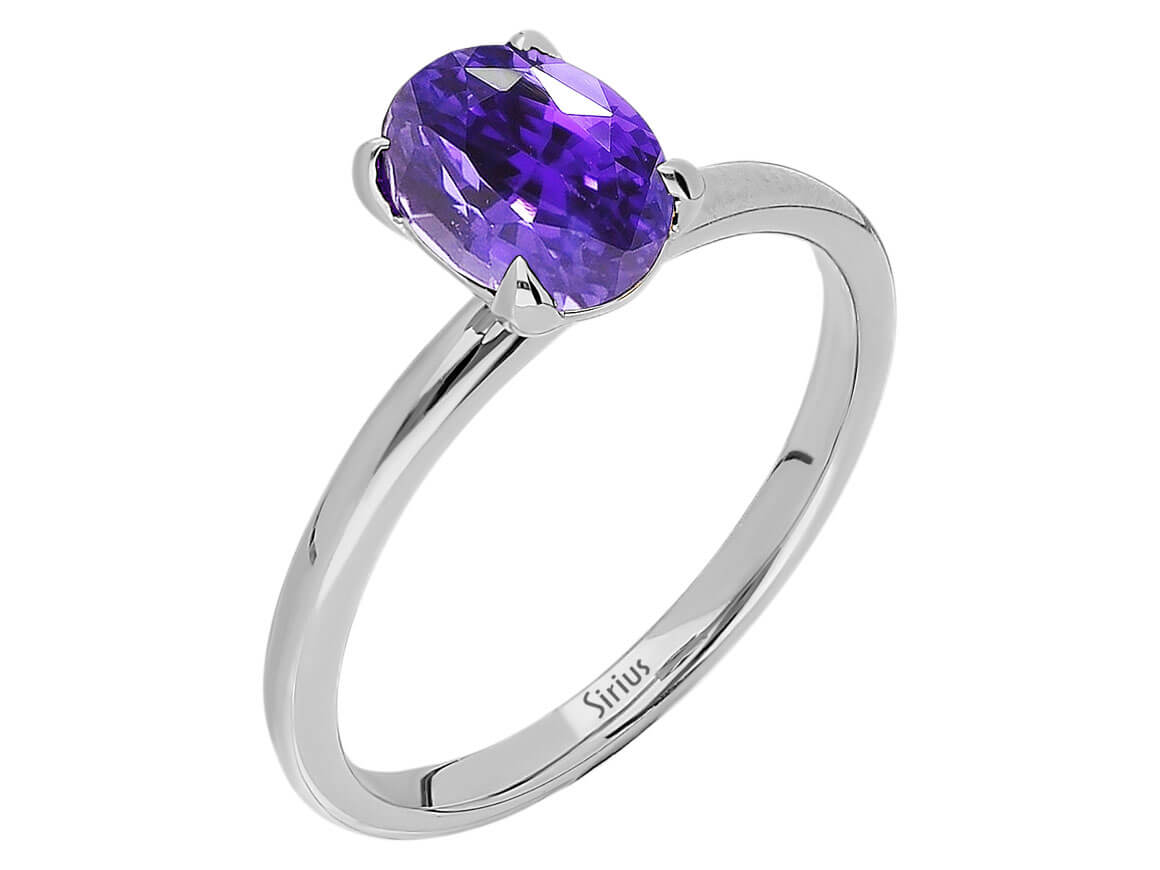 Oval tanzanite solitaire ring in 14K white gold – 1.20 ct