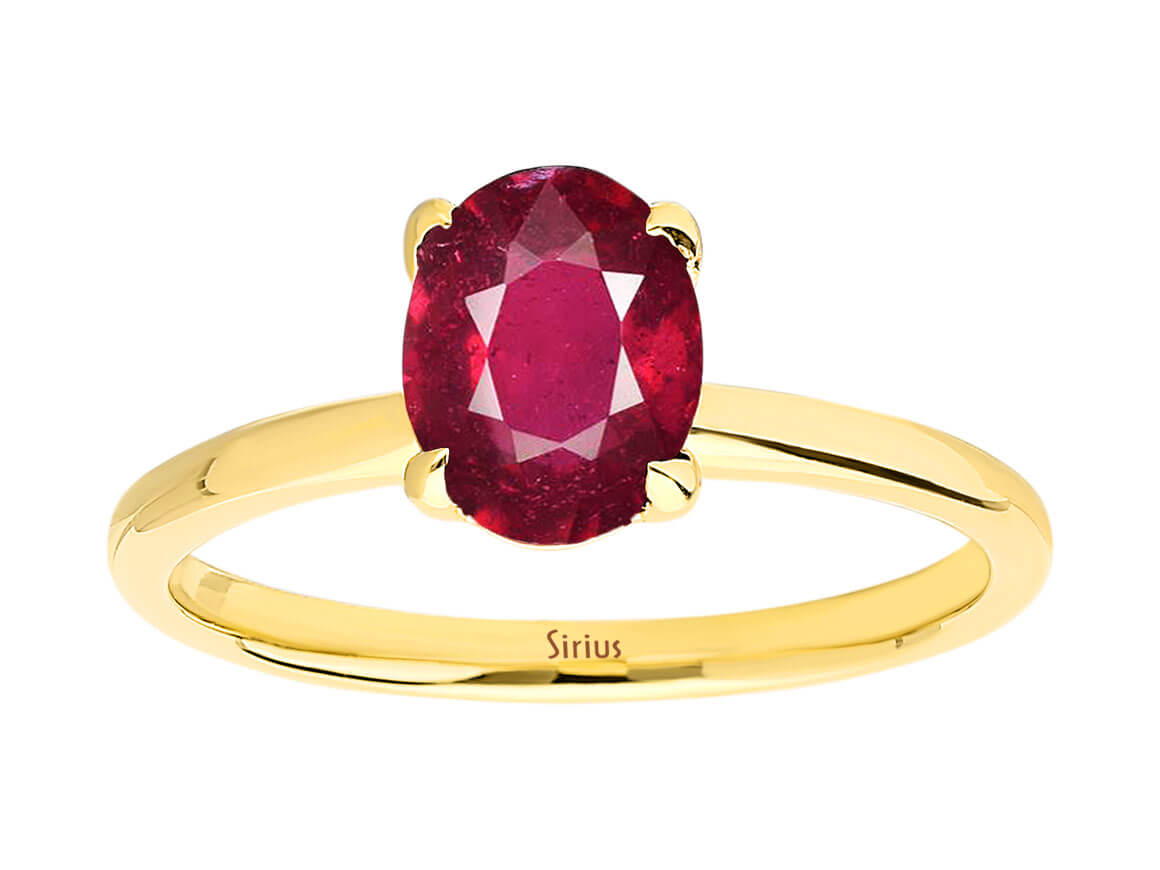 Oval ruby solitaire ring made of 14K yellow gold – 1.60 ct