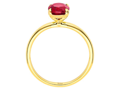 Oval ruby solitaire ring made of 14K yellow gold – 1.60 ct
