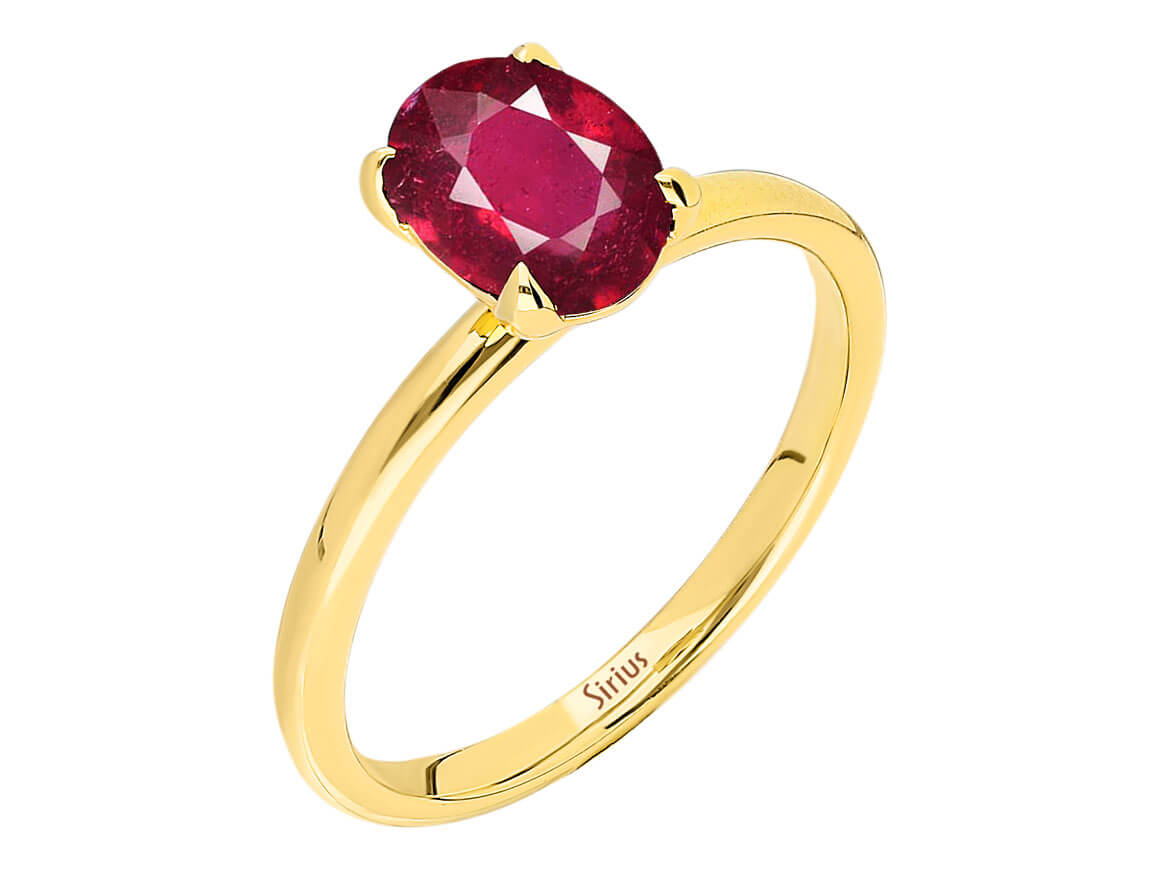 Bague solitaire Rubis – ovale, 1,60 ct en Or Jaune 14 K – Bijoux haut de gamme de Rosy Lab Diamonds