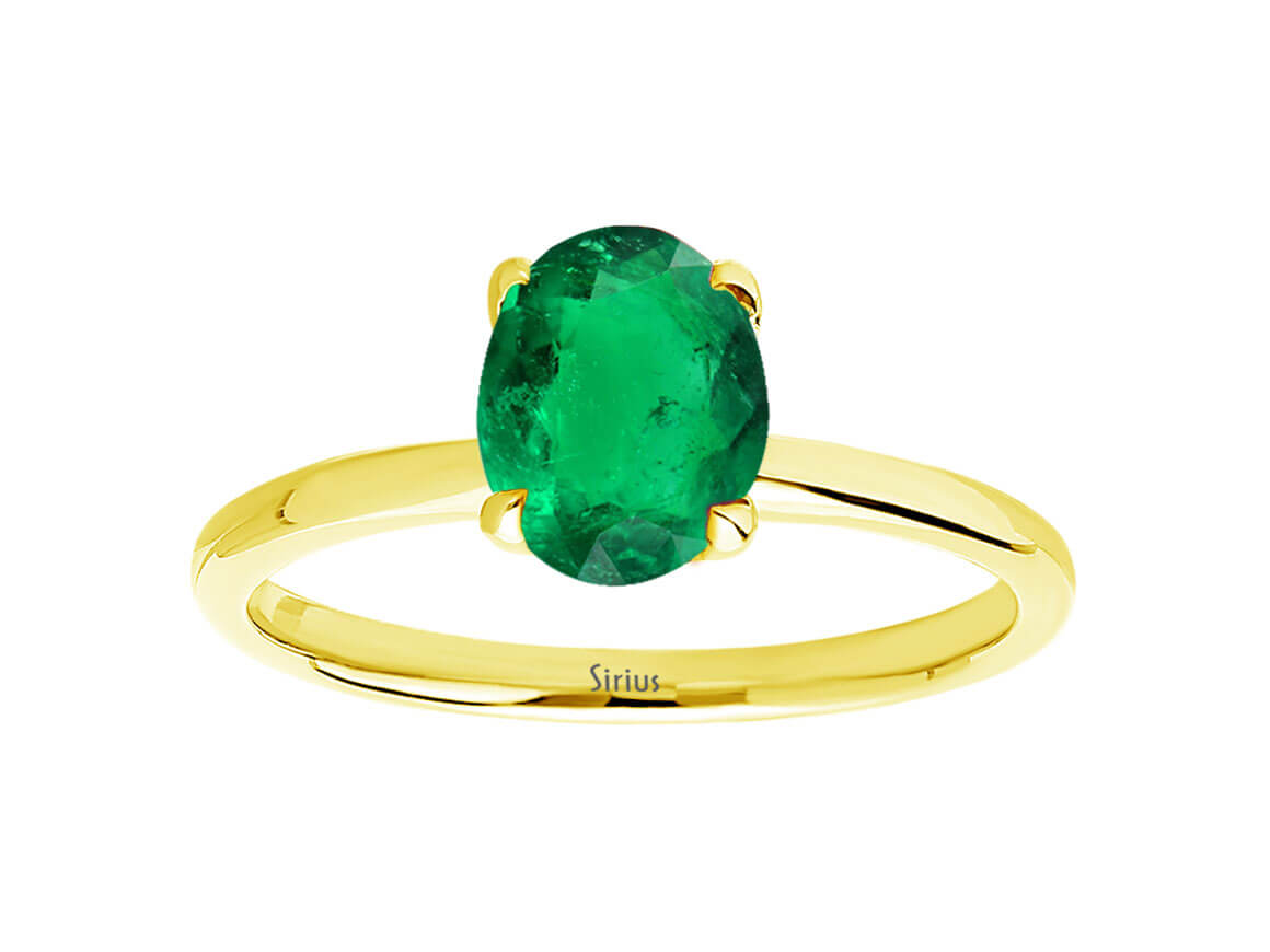 Bague solitaire Émeraude ovale de 1,00 ct en Or Jaune 14 K – Bijoux haut de gamme de Rosy Lab Diamonds